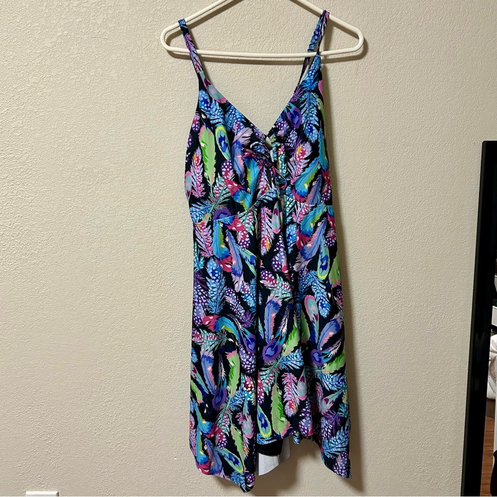Hanna Nikole Swim Dress Feather Pattern